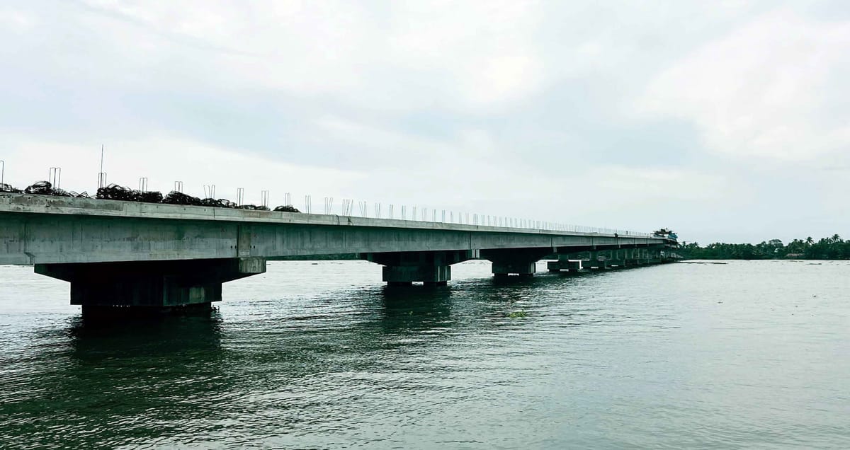 നേരേകടവ് - മാക്കേകടവ് പാലം; 60 ശതമാനം നിർമാണ ജോലികൾ പൂർത്തിയായി
