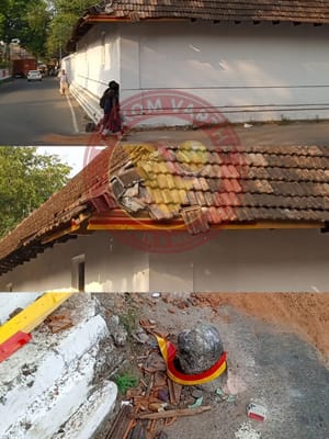 മഹാദേവക്ഷേത്രത്തിലെ പത്തായപ്പുര വീണ്ടും വാഹനം ഇടിച്ചു തകർന്നു