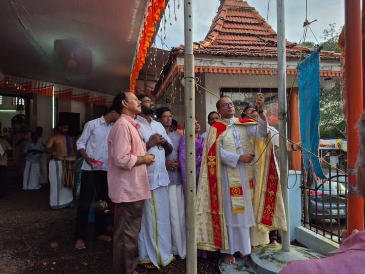 പരിശുദ്ധ കന്യാ മറിയത്തിന്റെ സ്വർഗാരോഹണ തിരുനാളിന് കൊടിയേറി: പ്രദക്ഷിണം നാളെ