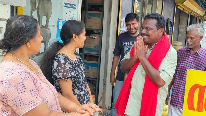 നഗരസഭ പരിധിയിൽ പര്യടനം നടത്തി പി. പ്രദീപ്; രണ്ടാംഘട്ട പര്യടനം ചൊവ്വാഴ്ച സമാപിക്കും